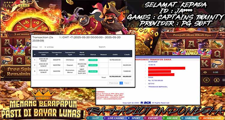 kemenangan capstains bounty rajaslot 20 mei 2025