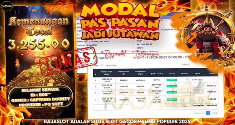 kemenangan captains bounty rajaslot 23 mei 2025