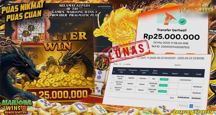 Kemenangan Mahjong Wins 3 rajaslot 24 mei 2025