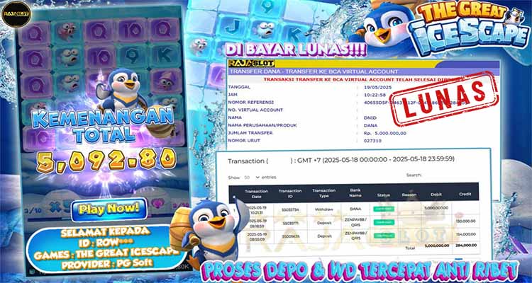 kemenangan the great icescape rajaslot 19 mei 2025