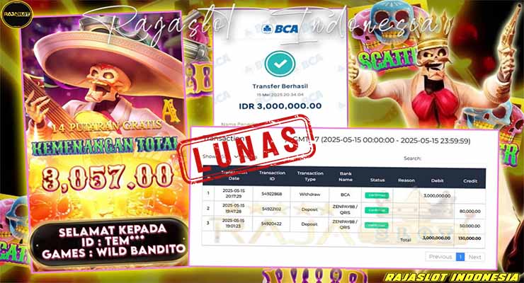kemenangan wild bandito rajaslot 16 mei 2025