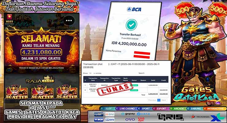 kemenangan member ast*** 4 juta dari gates of gatot kaca di rajaslot