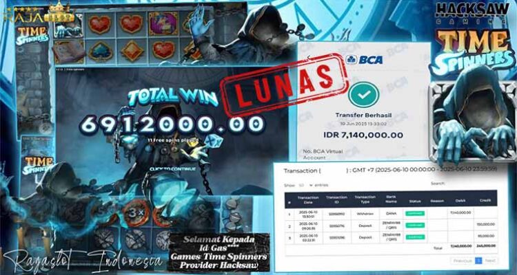 kemenangan member gas 7 juta dari time spinners di rajaslot