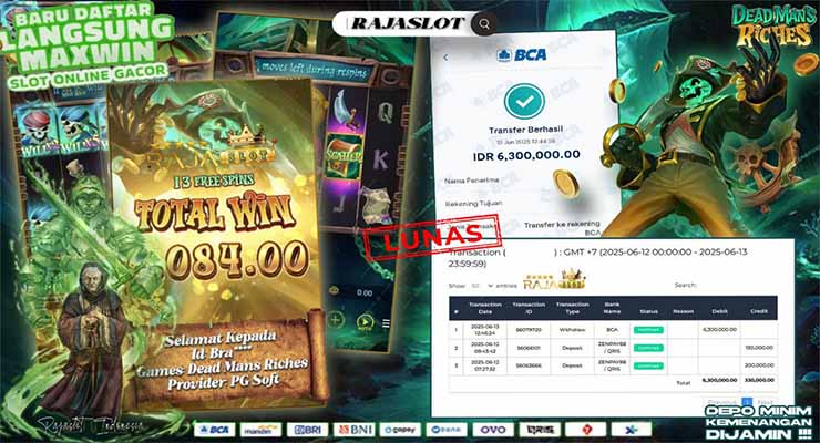 member bra*** menang 6 juta dari slot Dead Mans Riches di rajaslot