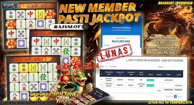member bre menang 13 juta dari slot mahjong ways