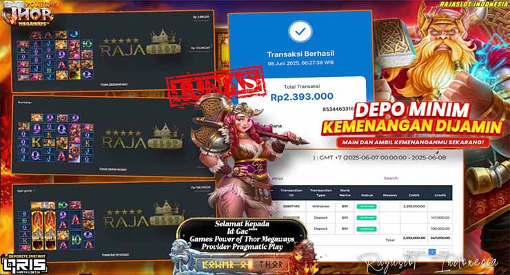member gac mendapat kemenangan 2 juta dari Power of Thor Megaways di rajaslot