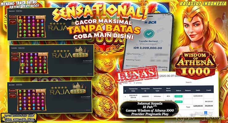 member pah*** menang 3 juta dari wisdom of athena di rajaslot