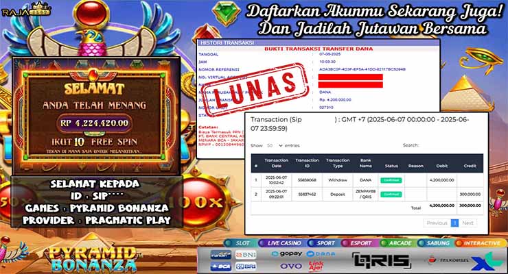member sip*** menang 4 juta dari pyramid bonanza di rajaslot